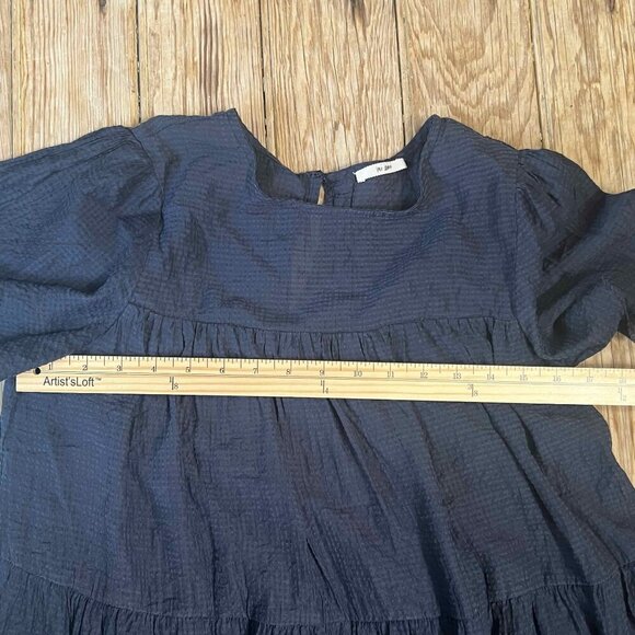 FRANCESCA’S Mi Ami Navy Babydoll Tiered Ruffled Lined Mini Dress Size S Boho - Picture 10 of 14